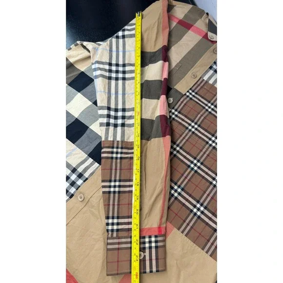 Burberry Long Sleeve Button Down Shirt All Over Nova Check Print Brown - Medium - Picture 5 of 6